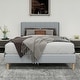 preview thumbnail 51 of 91, Caxkun Upholstered Platform Bed Frame with Wingback headboard