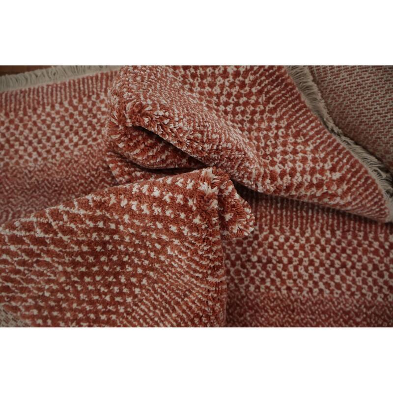 Hand Knotted Oriental 100% Wool Carpet Modern Geometric Oranges & Rust Contemporary Area Rug - 8' 1'' X 5' 0''