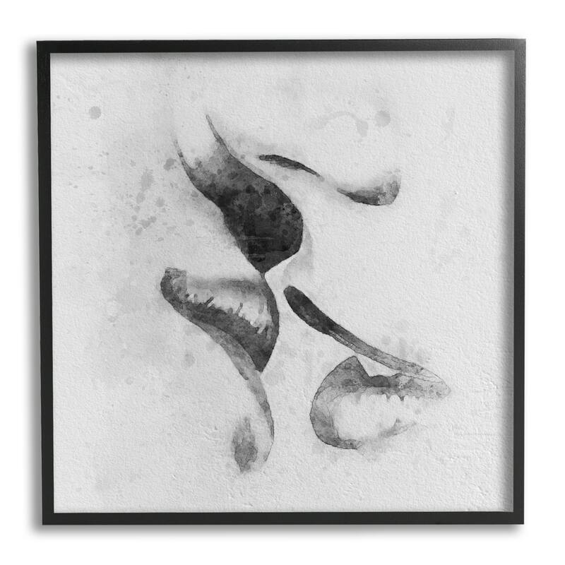 Stupell Romantic Kiss Faces Lips Closeup Couple Drawing Framed Wall Art - Grey - 17 x 17 - Black