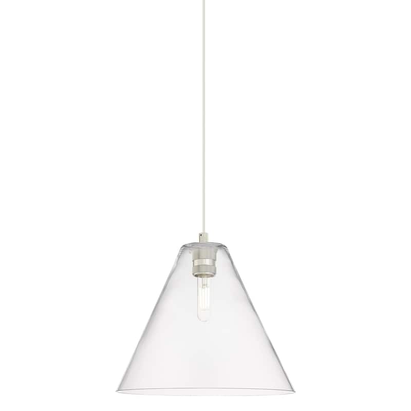 Innovations Lighting 434-1P-11-12 Crown Point Pendant Cone Crown Point - Polished Nickel / Clear
