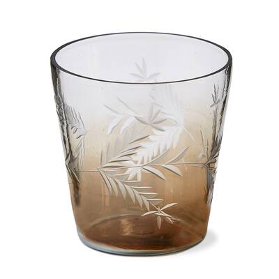 Ombre Handcut Leaf Blown Glass Brown Tealight Votive Candle Holder Tabletop Mantel Centerpiece Weddings 4.0 inch