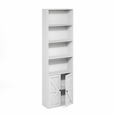 71.26 in. Tall White Wood 6-Shelf Bookcase