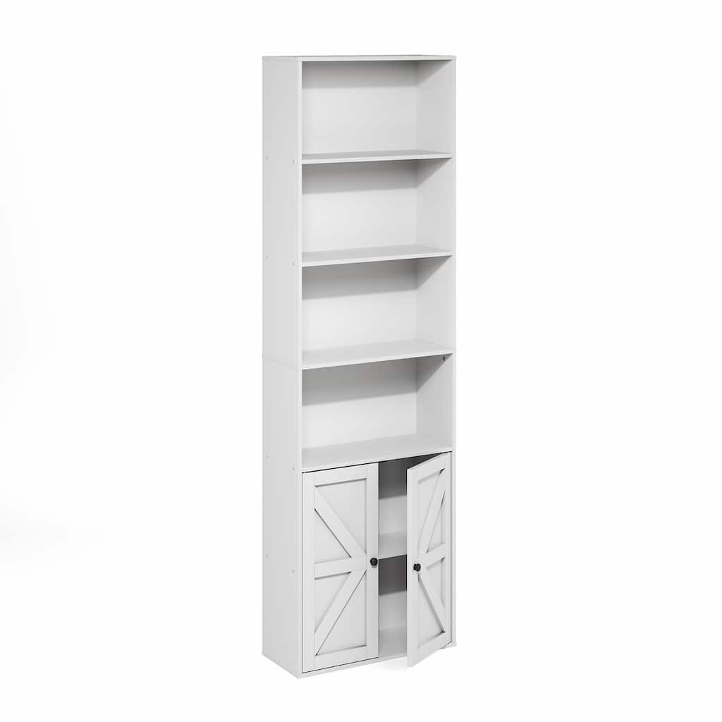 71.26 in. Tall White Wood 6-Shelf Bookcase