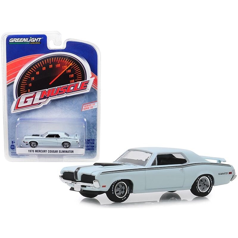 Shop 1970 Mercury Cougar Eliminator Pastel Blue With Black Stripes Greenlight Muscle Series 22 1 64 Diecast Model Car By Greenlight On Sale Overstock 30081206