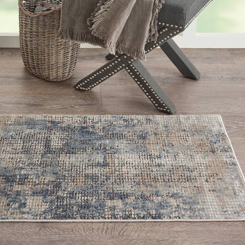 Porch & Den Meadowbrook Distressed Area Rug - 2' 2" x 3' 9" - Blue/Beige - Rectangle