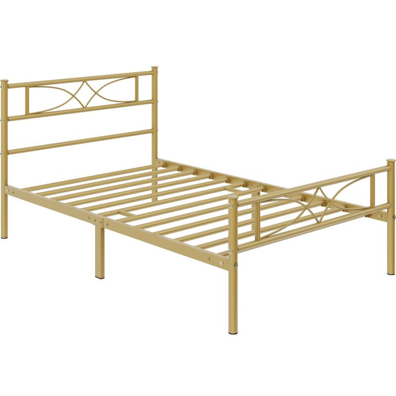 Yaheetech Simple Metal Platform Bed Frame with Curved Design Headboard and Footboard