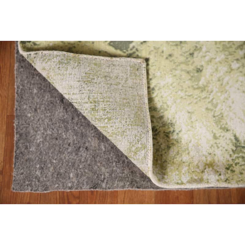 All-Over Green Abstract Modern Area Rug Hand-knotted Wool Carpet - 4'8"x 6'6"