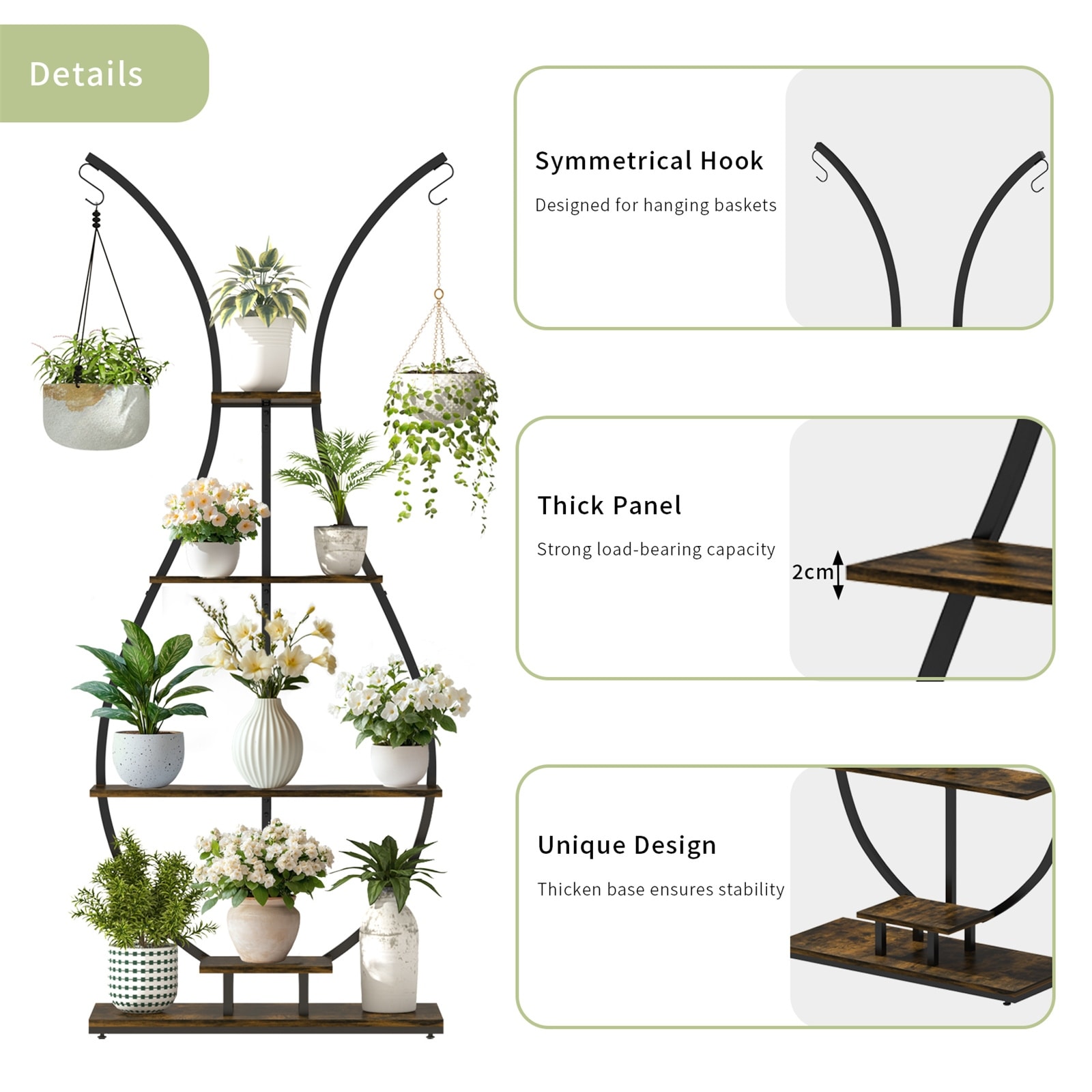 Industrial Multi Tiers Plant Flowers Stand Vase Shaped Planter