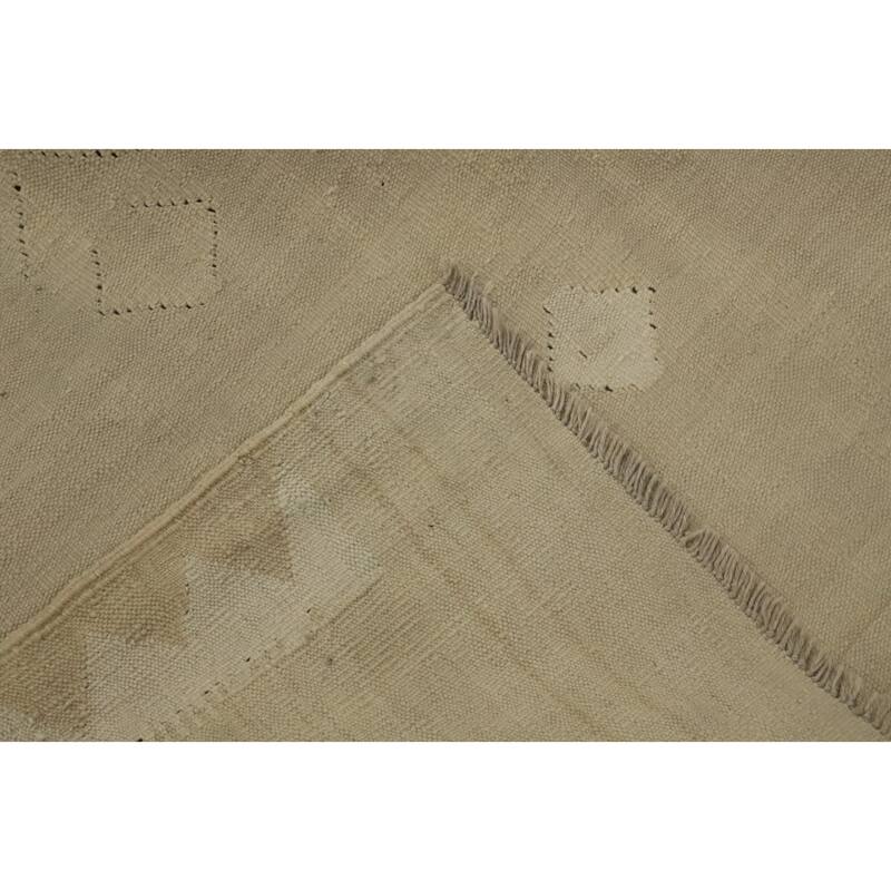 Hand Woven Oriental 100% Wool Carpet Southwestern Tribal Beige & Ivories Kilim Area Rug - 12' 0'' X 8' 9''