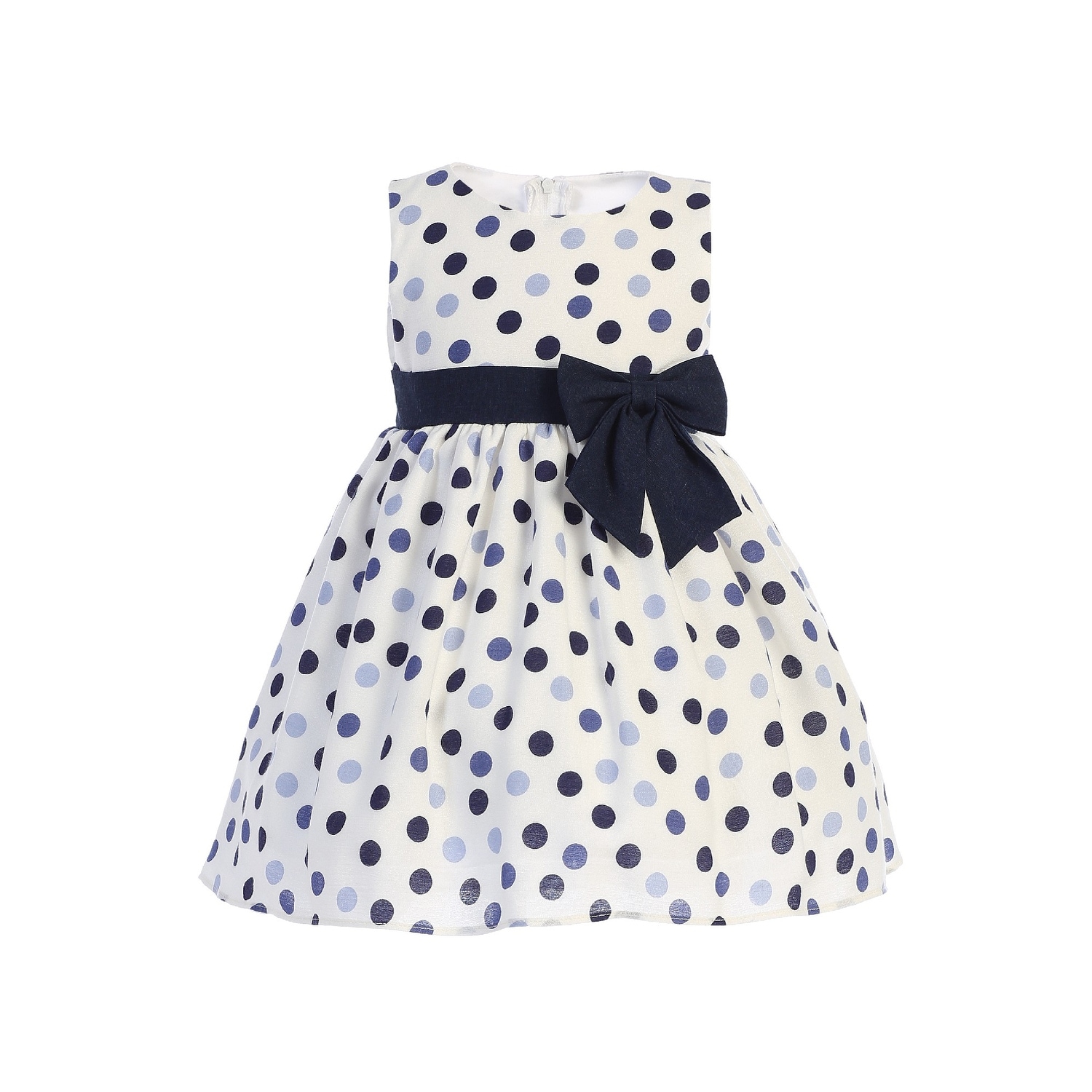Lito Little Girls Navy Polka Dots Bow Sleeveless Rayon Easter Dress Overstock 28755688