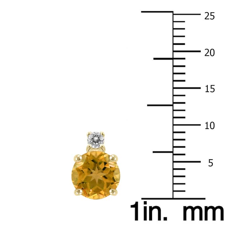 Marquee 14K Yellow Gold 7MM Round Citrine and Diamond Earrings