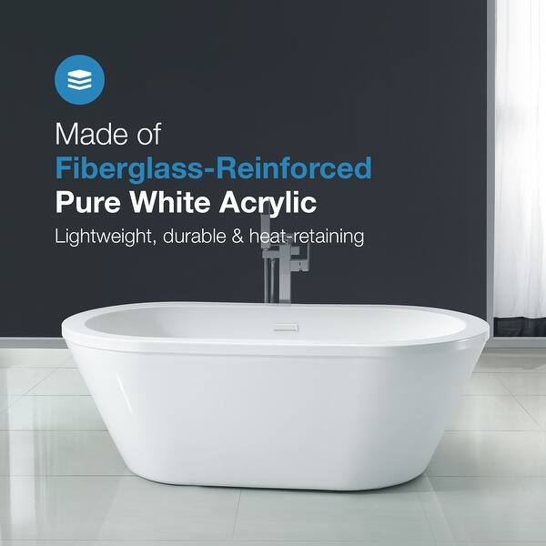 Shop Ove Decors Kaylee 63 Inch White Acrylic Freestanding Bathtub