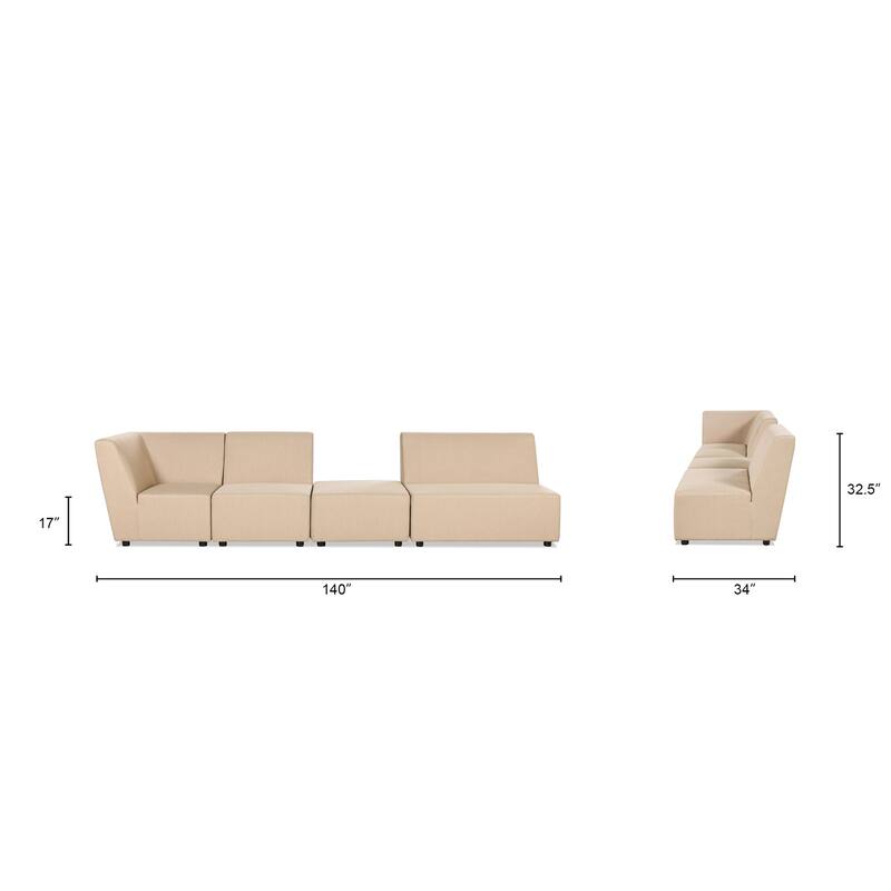 Cleo 140" Outdoor Sectional Sofa with Ottoman
