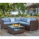 COSIEST Wicker Outdoor Sectional Set with Coffee Table and Cover