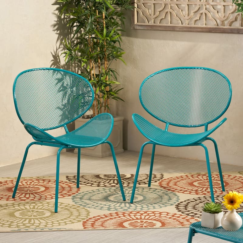 Roomfitters Modern Accent Chair, Stylish Mesh Patio Seating, Lightweight Durable Design for Comfort, Teal (Set of 2) - Teal