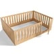 preview thumbnail 10 of 37, Queen Size Montessori Floor Bed with Door & High Fence, Solid Wood Low-Profile Sleep and Play Bed Frame