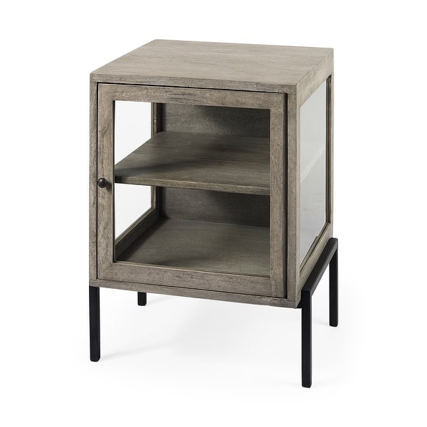 slide 2 of 24, Arelius Light Brown Solid Wood w/ Black Metal Frame End/Side Table 20.0L x 18.0W x 26.0H - Grey - Wood