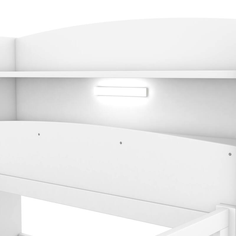 Wooden Platform Bedframe with Built-in LED Light & Storage Headboard