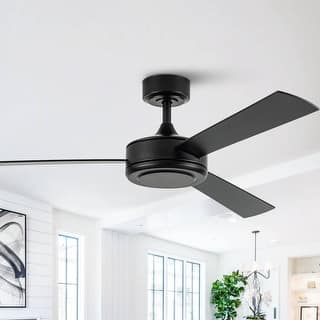 Vaczon 52" Industrial Black Wooden 3-blade Indoor Ceiling Fan with Remote