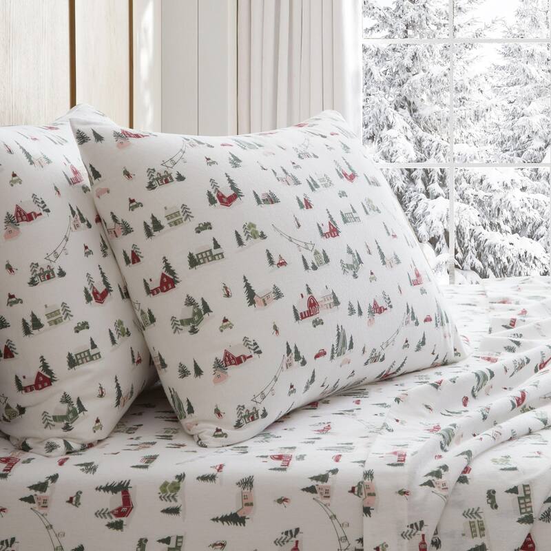 Martha Stewart Printed Cotton Flannel Sheet Set