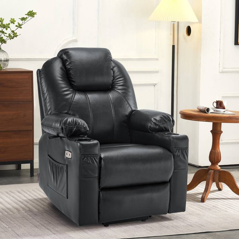 MCombo Small Power Lift Recliner Chair with Massage and Heat for Elderly, 3 Positions and USB Ports Faux leather 7141
