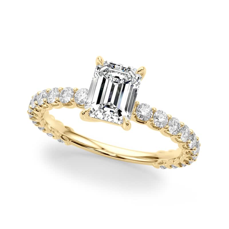 Auriya 14k Yellow Gold Lab Grown Emerald Diamond Engagement Ring 0.50 to 5.00 ct. tw. (F-G VS) - 2.50 ct. center - 5