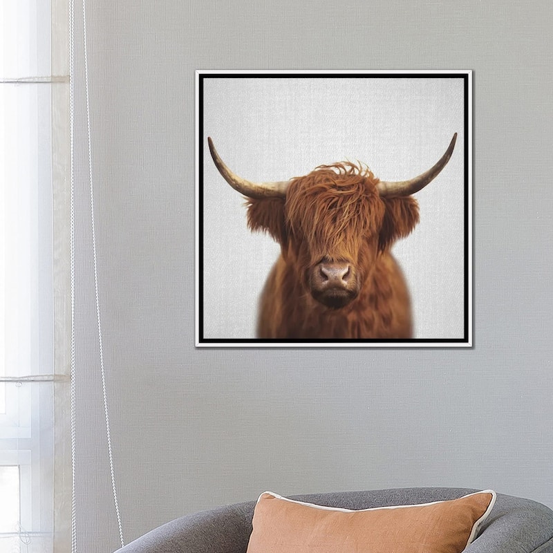 iCanvas "Highland Cow" by Gal Design Framed Canvas Print