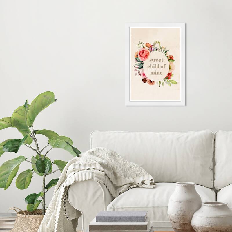 Wynwood Studio Prints Fashion and Glam Sweet Child Of Mine Brown and Tan Shabby Chic Wall Art Canvas Print - White