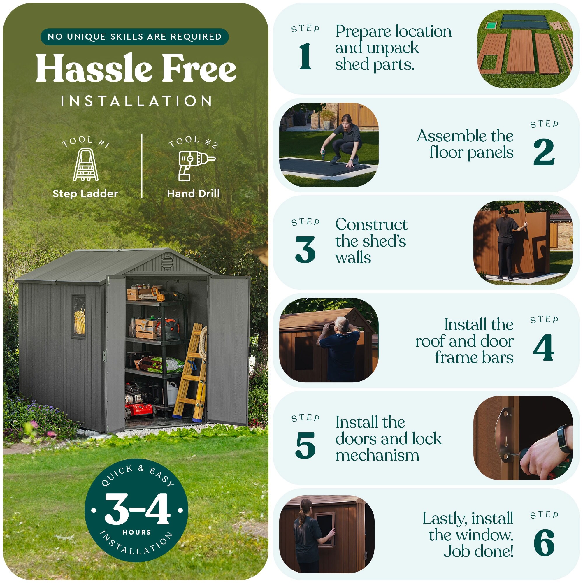 Keter Darwin 6 Foot x 8 Foot Outdoor Garden Tool Storage Shed w