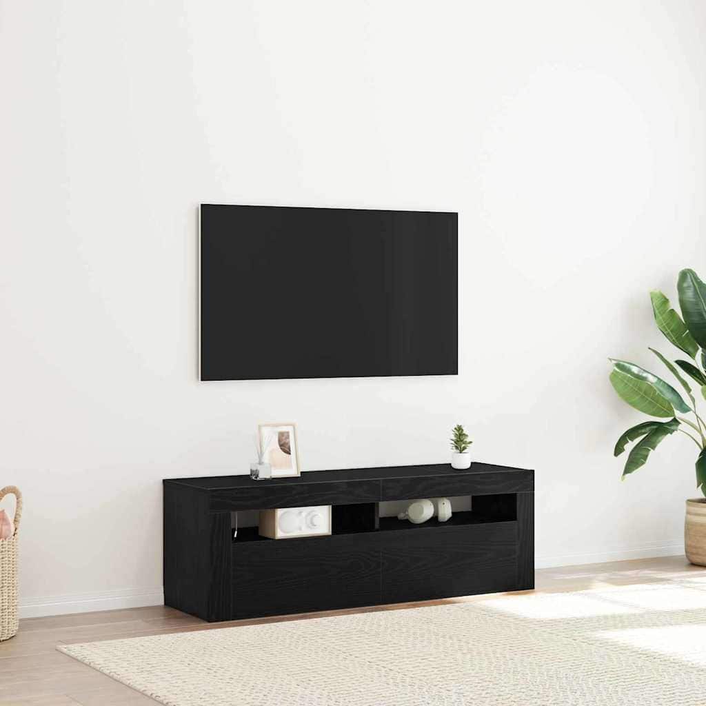 vidaXL TV Cabinet Black Oak 47.24 x 13.78 x 15.75 in Engineered Wood - 47.24 x 13.78 x 15.75 in