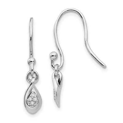 Curata 925 Sterling Silver 25x6mm Diamond Teardrop Hook Earrings