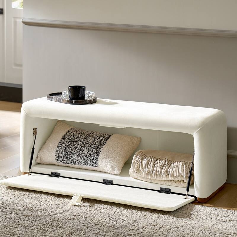 Gustavo Contemporary Storage Bench with Solid Wood Legs by HULALA HOME