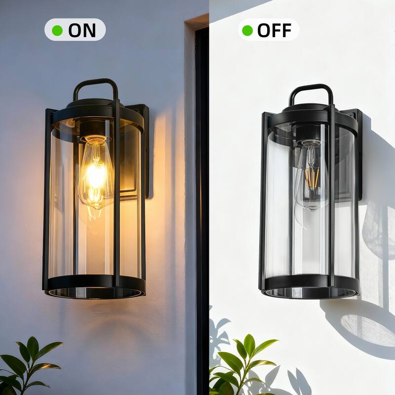 Matte Black Farmhouse Outdoor Wall Lantern Sconce - 3 Variants (11in 1-Light/14in 1-Light/17in 3-Light), Clear Glass, Wet Rated
