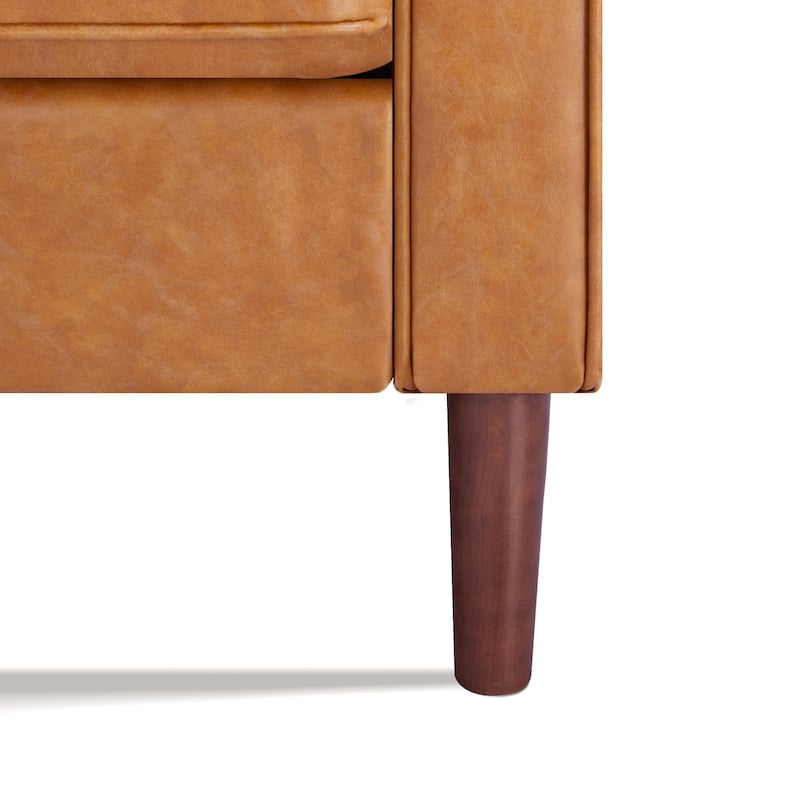 Artdeco Home - Sedona Modern Accent Chair, Faux Linen / Vegan Leather Armchair
