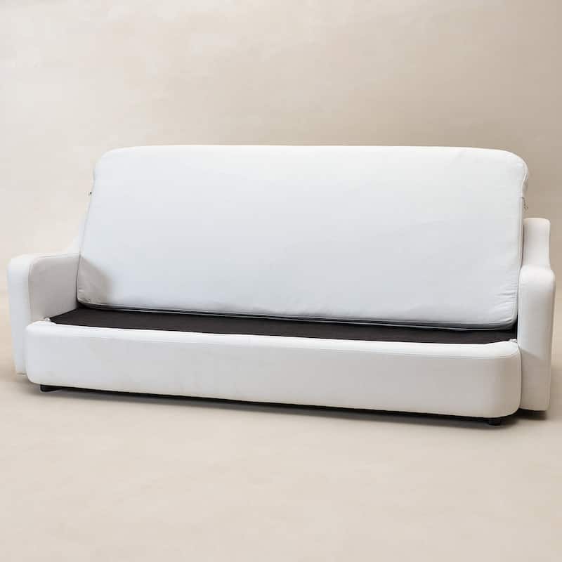 KINWELL 3-Seater Linen Upholstered Deep Seat Sofa with Flippable Cushions, 90"W