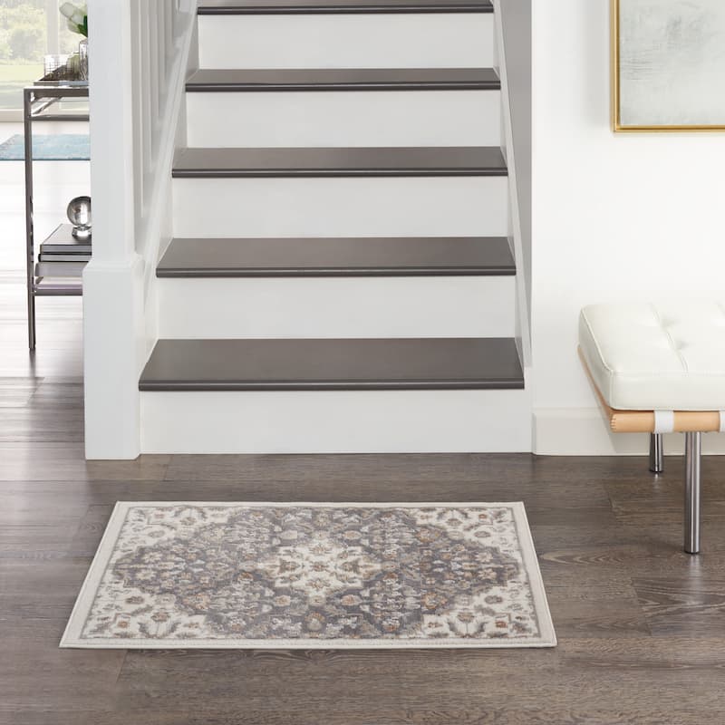 Nourison Elation Persian Medallion Area Rug - 2' x 3' - Ivory Grey - Rectangle