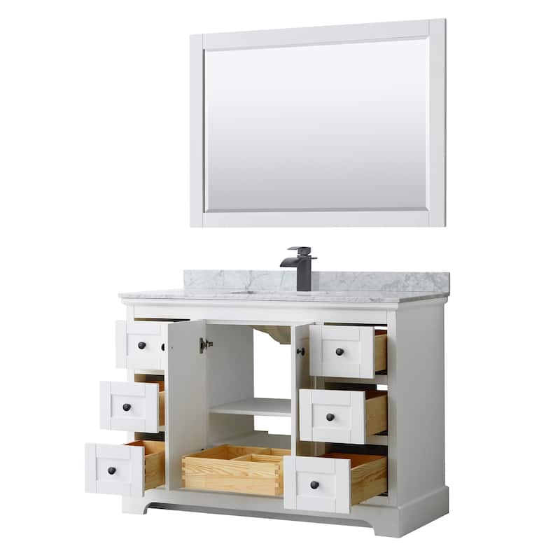 Avery 48-inch Single Vanity, Marble Top, Square Sink, 46-inch Mirror