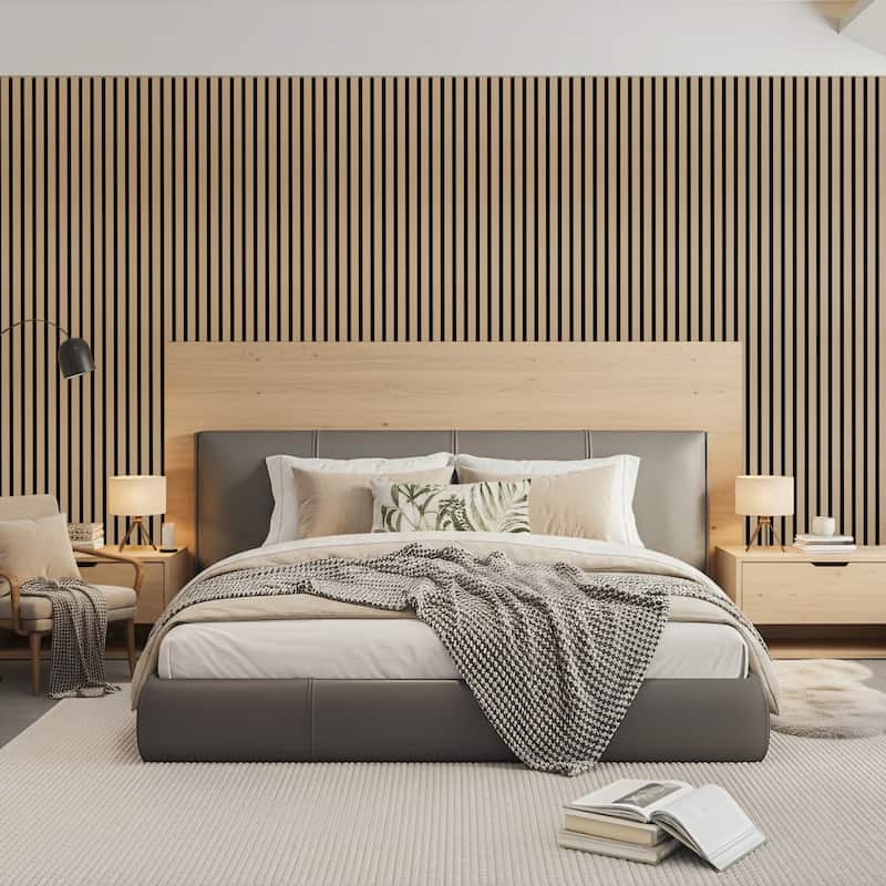 93.5" x 7.9" Wood Slat Acoustic Wall Panels for Ceiling and Wall Decor, 4-Pack (21 sq ft)