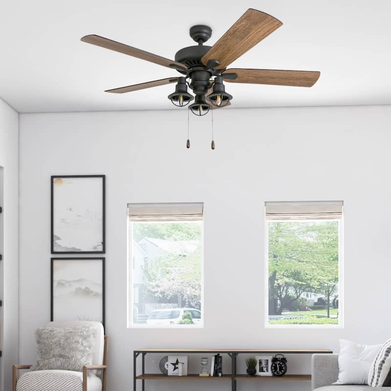 52" The Gray Barn Stormy Grain Farmhouse Aged Bronze LED Ceiling Fan with Remote Control