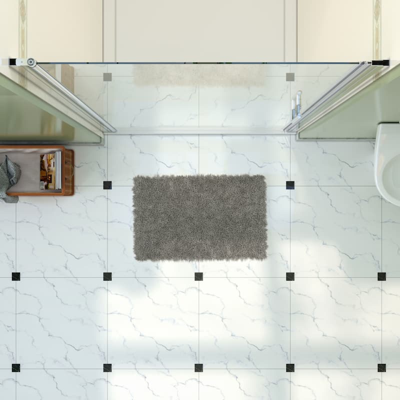 Elegant Adjustable Width Frameless Pivot Swing Shower Door with 1/4 inch Transparent Tempered by Certified Glass Door
