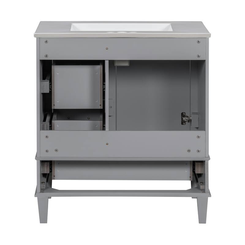 30 Inch Freestanding Bathroom Vanity Set with Integrated Ceramic Sink