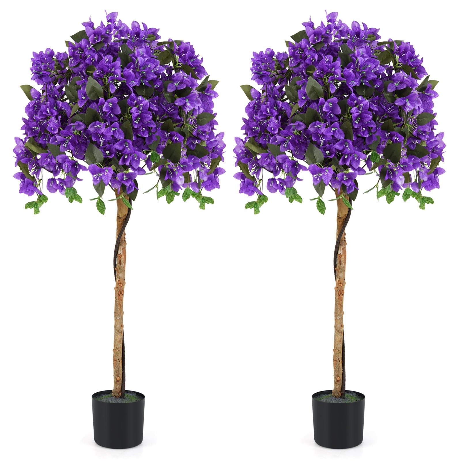 Gymax 53'' Artificial Azalea Tree Faux Floral Plant w/ Red Azalea