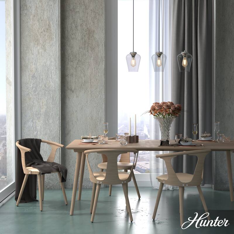 Hunter Vidria 3-Light Linear Cluster Ceiling Light - Kitchen Island, Dining Room Table - Contemporary, Transitional