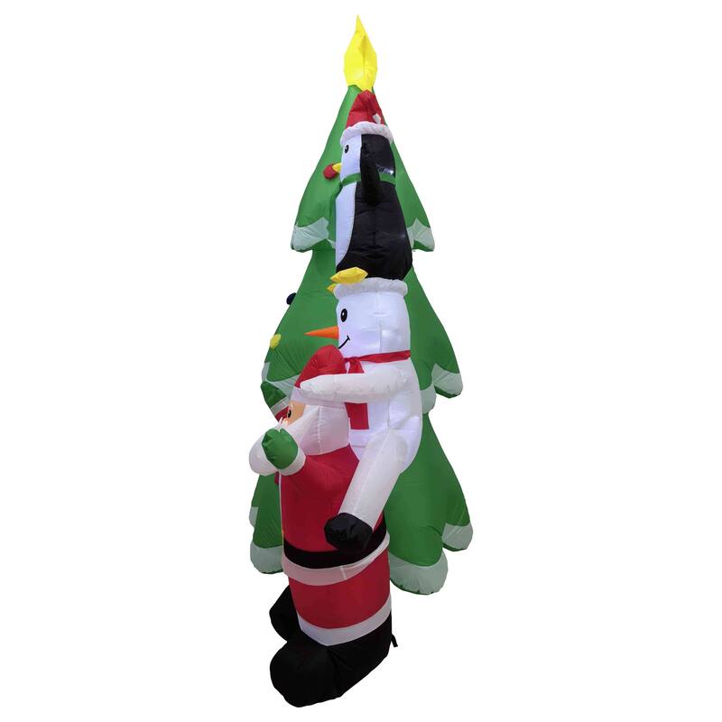 LED Lighted Inflatable Christmas Tree with Santa and Friends Outdoor Decoration - 8.25' - Multi