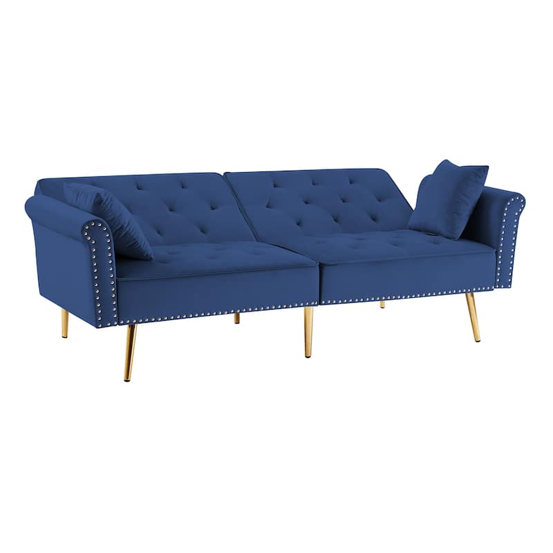 Modern Velvet Tufted Sofa Couch with 2 Pillows Loveseat Sofa Bed