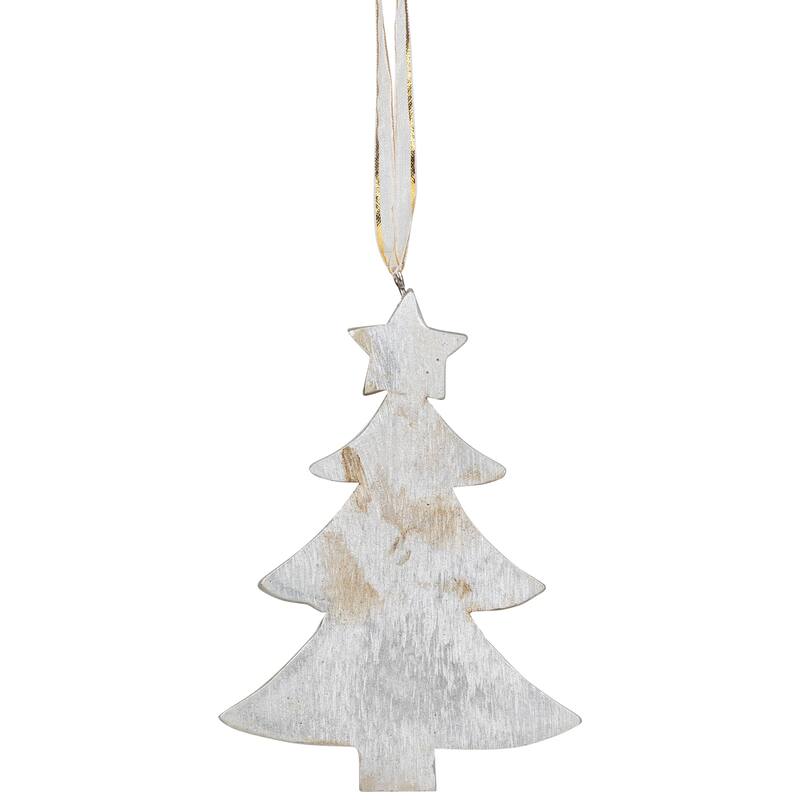 Mosaic Style Tree Christmas Ornament - 4" - Silver