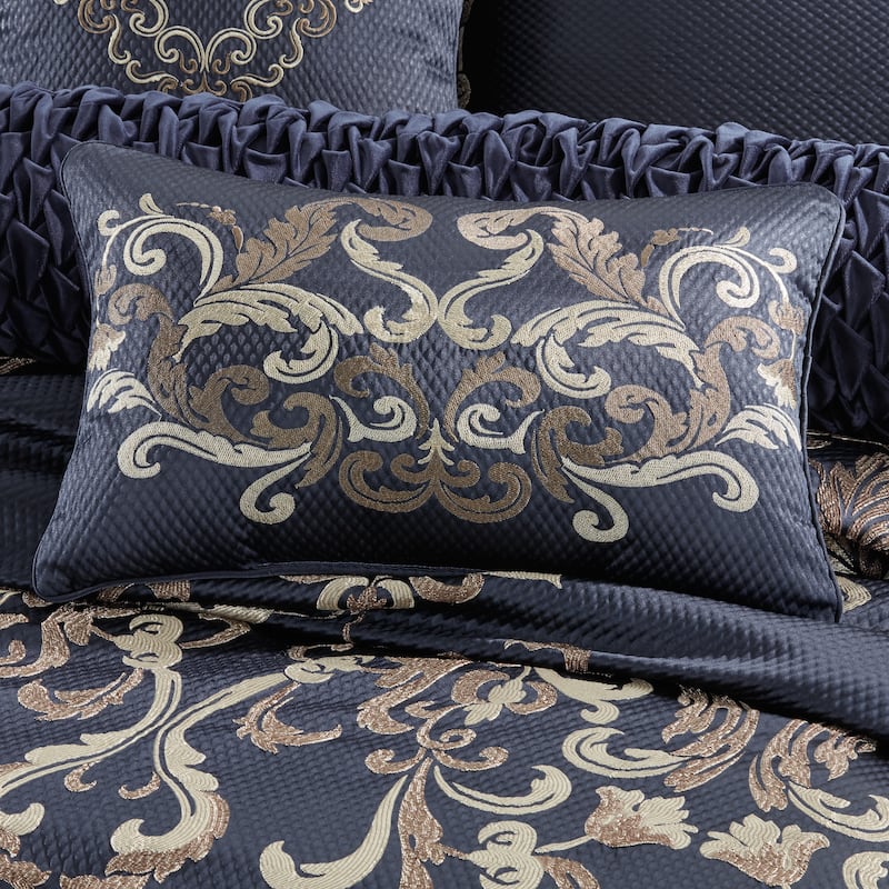 J. Queen New York Giardino Boudoir Decorative Throw Pillow - Accent - Polyester - Royal Blue