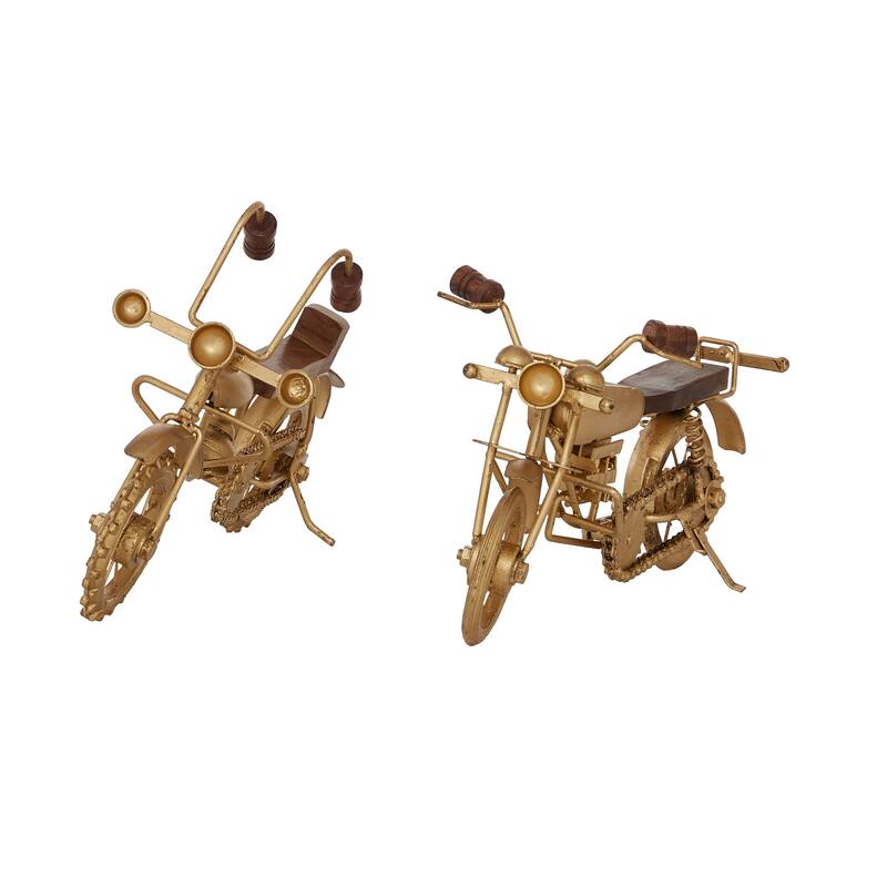 Brown or Gold Metal Motorcycle Sculpture (Set of 2)