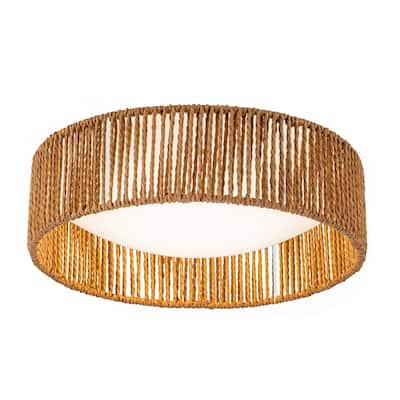 C Cattleya Integrated LED 3CCT Farmhouse Flush Mount Ceiling Light 3000K/4000K/5000K - Natural-Jute-Rope