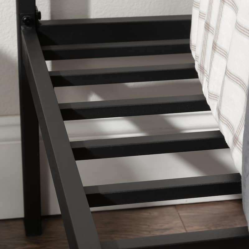 Modern Queen Bed Frame with Headboard, Black Finish